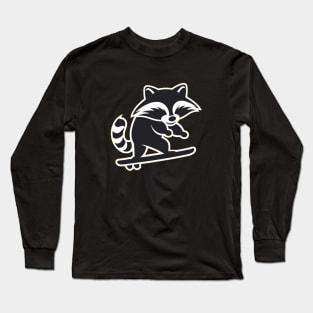 Racoon, Cute Raccoon Rocking, Forest Animal, Raccoon Trash Can Embroidery Long Sleeve T-Shirt